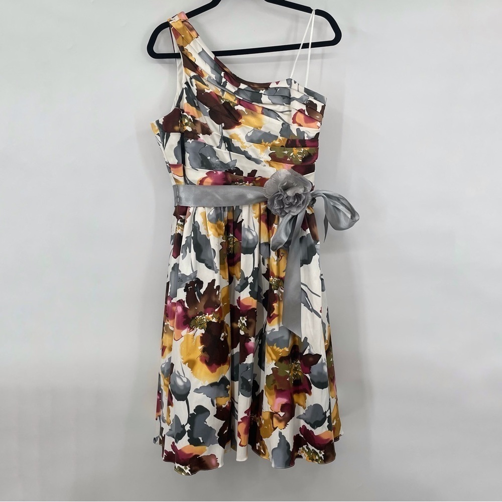 Oleg Cassini Floral One Shoulder Dress